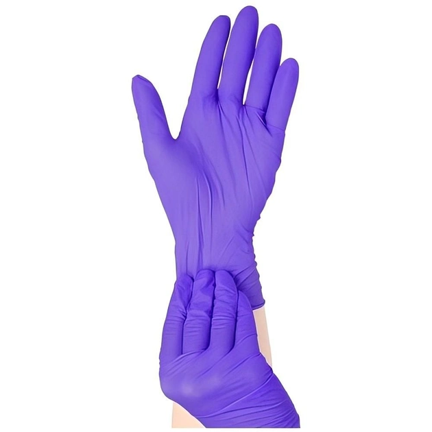 Перчатки нитриловые фиолетовые нестерильные HOFF MEDICAL (10уп./коробка) Размер XS - изображение 2