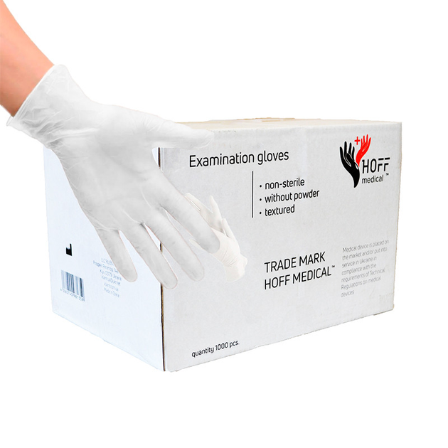 Перчатки латексные HOFF MEDICAL припудренные (10 упаковок/коробка) нестерильные размер L - изображение 1