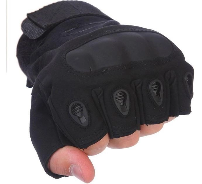 Тактичні безпальні рукавички армійські Tactic військові рукавички із захистом кістяшок розмір М колір Чорний (oakley-black-m) - зображення 1