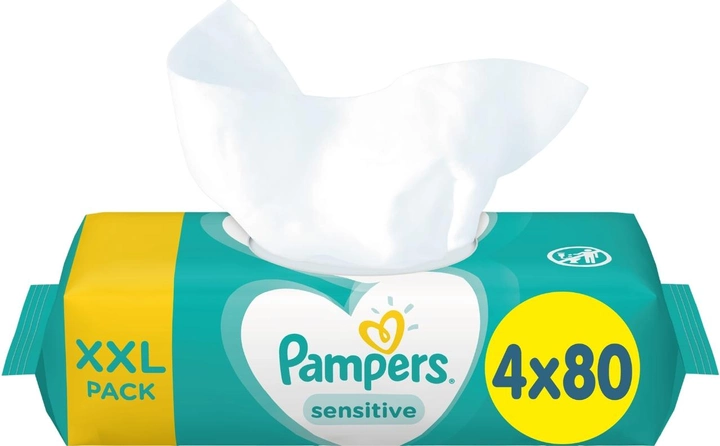 Chusteczki nawilżane Pampers Sensitive Baby Wipes 4 x 80 szt (8001841062754) - obraz 2