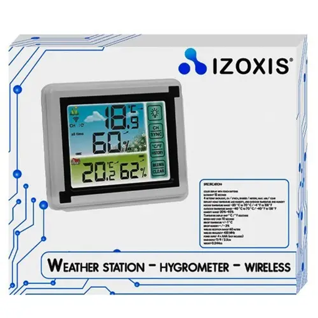 Метеостанция - гигрометр - беспроводная Izoxis Iso Trade 15746 подсветка Белая - изображение 9