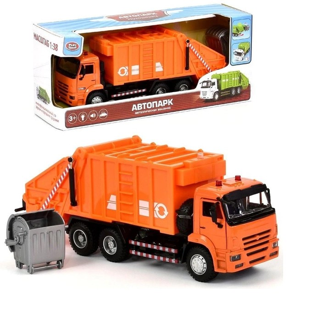 Машинка Мусоровоз Автопарк Play Smart с баком оранжевая – игрушки с ...