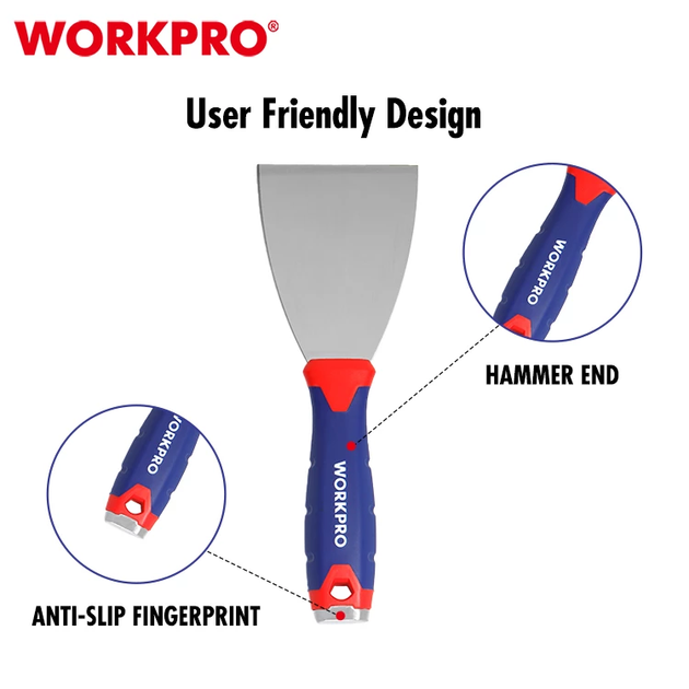 Шпатель ударный WORKPRO 40 мм, нержавеющая сталь, мягкая ручка PRO WP321009 - Фото 5 Шпатель ударный WORKPRO 40 мм, нержавеющая сталь, мягкая ручка PRO WP321009 - изображение 5