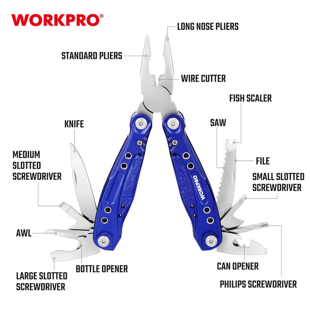Мультинструмент WORKPRO 13-в-1 WP382003 - изображение 2