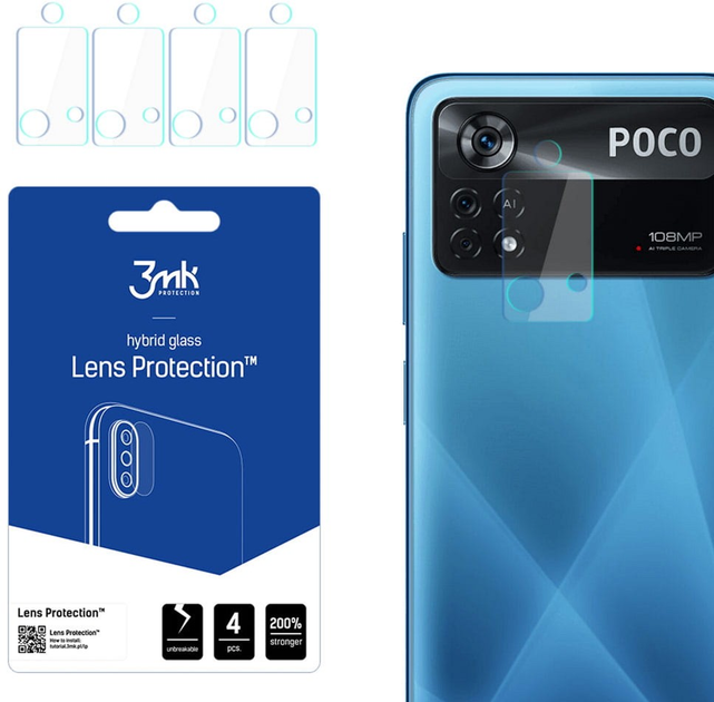 Комплект захисних стекол 3MK Lens Protect для камери Poco X4 Pro 5G 4 шт (5903108472135) - зображення 1