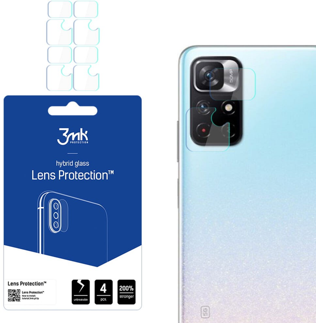 Zestaw szkieł hybrydowych 3MK Lens Protect na aparat Xiaomi Redmi Note 11 5G 4 szt (5903108446266) - obraz 1