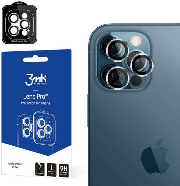 Захисна плівка 3MK Lens Protection Pro для камери Apple iPhone 12 Pro з монтажною рамкою (5903108452335) - зображення 1