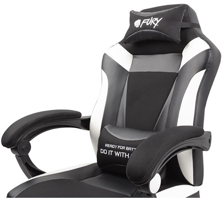 Fotel gamingowy Fury Gaming Chair Avenger M+ Black-White (NFF-1710) - obraz 8