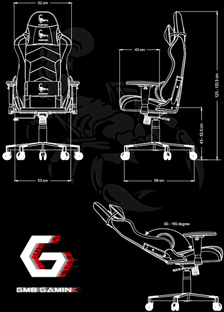 Крісло ігрове Gembird Scorpion Black/Red (GC-SCORPION-02X) - зображення 8