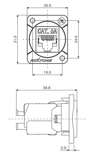 Разъём Roxtone RAD-C6A-IDC RJ 45 панельный - изображение 5