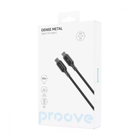 Кабель Charge\OTG Proove Dense Metal Type-C to Type-C 60W 2.4A 1m Black CCDM60002201 - изображение 2