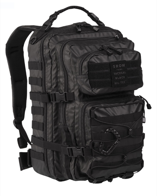 Рюкзак сумка Mil-Tec 36 л Чорний M-T 100% поліестр вкритий поліуретаном водонепроникний з ручкою для перенесення дволямковий з базою для системи Molle - зображення 1