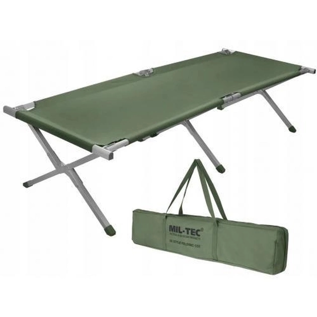 Лежак тактический Mil-Tec Универсальная Алюминиевая Складная кровать-кровать 190х65см Олива (14402001) M-T - изображение 1