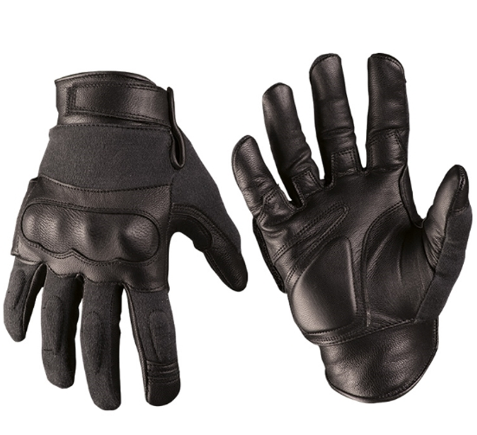 Рукавиці тактичні шкіряні M Чорні Mil-Tec TACTICAL GLOVES LEDER/ARAMID M SCHWARZ (12504202-8-M) M-T - зображення 1