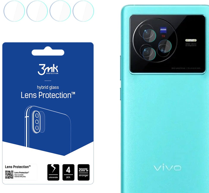 Комплект захисного скла 3MK Lens Protect для камеры Vivo X80 4 шт (5903108477055) - зображення 1