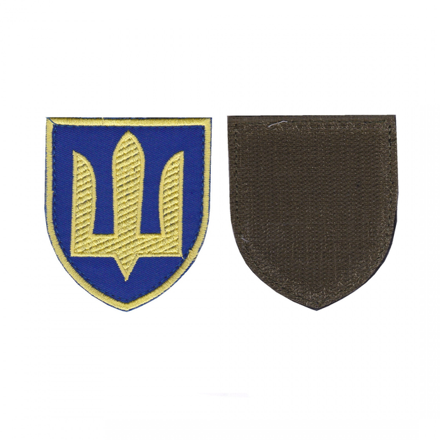 Шеврон патч на липучці Тризуб щит Апарат Головнокомандувача, на синьому фоні, 7*8см. - зображення 1