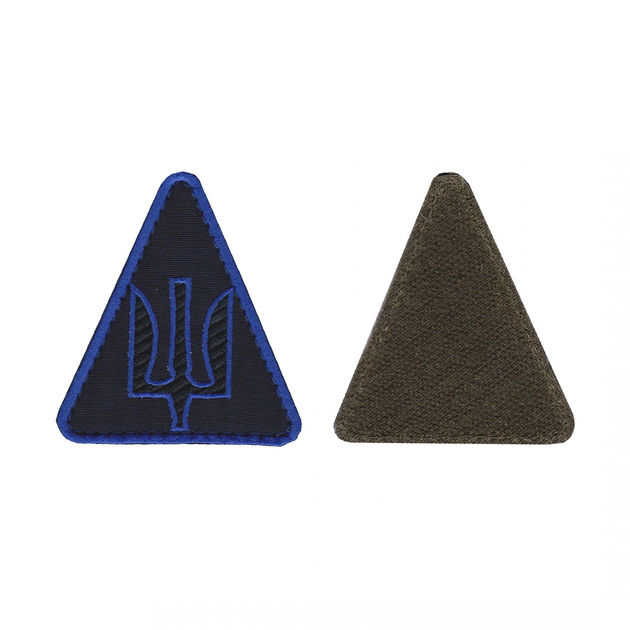 Шеврон патч на липучке Трезубец треугольник Воздушные силы черный на темно-синем фоне, 7*8см. - изображение 1