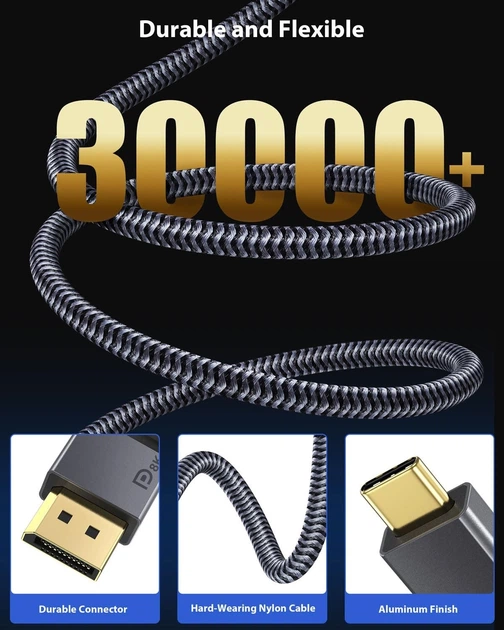 Кабель Maxonar Type-C для DisplayPort 1.4 Black - изображение 4