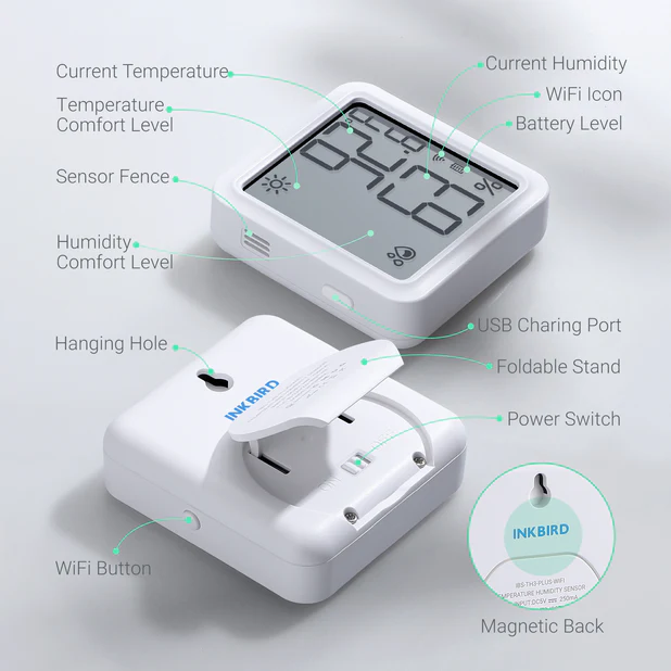 Термогігрометр Inkbird IBS-TH3 Wi-Fi Plus із дисплеєм та Wi-Fi - изображение 6