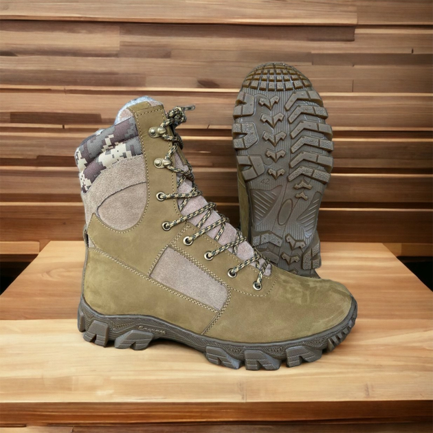 Берці черевики теплі Зима до - 25 Койот натуральна гідрофобна шкіра + натуральна шерсть посилена п'ята та носок 39 - зображення 2