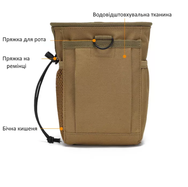 Подсумок сброса пустых магазинов с MOLLE - Тактический Мешок Сумка для гильз Clefers Tactical C21 - Койот (5002223) - изображение 3