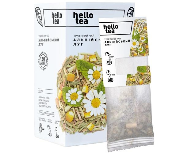 Чай травяной Hello tea "Альпийський луг" 20 фильтр-пакетиков - Фото 1 Чай травяной Hello tea "Альпийський луг" 20 фильтр-пакетиков - изображение 1