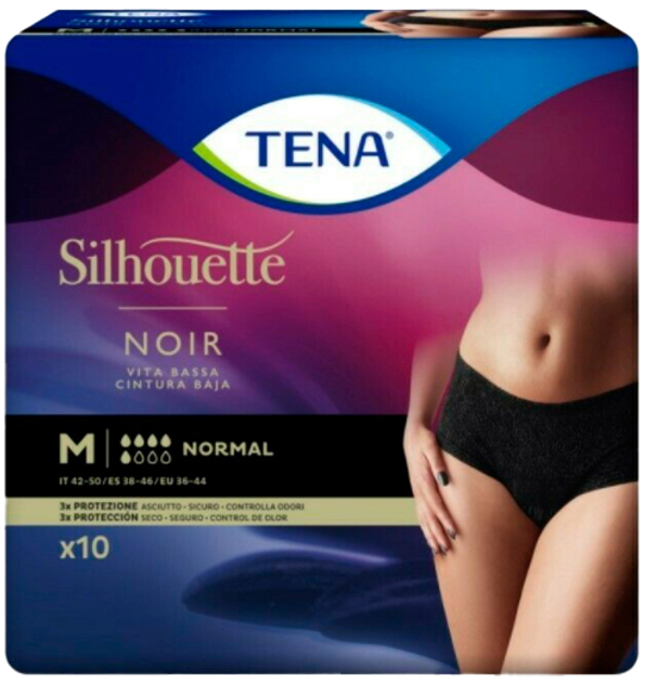 Pieluchomajtki Tena Silhouette Normal Black M 10 Uds (7322541056579) - obraz 1