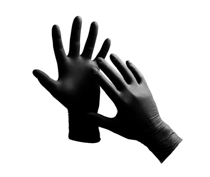 Перчатки нітрилові MedTouch упаковка - 1 пара розмір S (без пудри), чорні - зображення 1