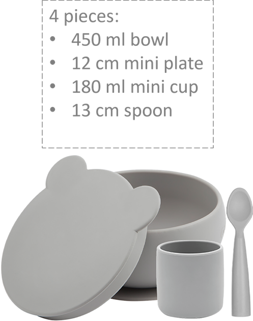 Набор для кормления силиконовый MinikOiOi BLW Set I Powder Grey (101070052) - изображение 2