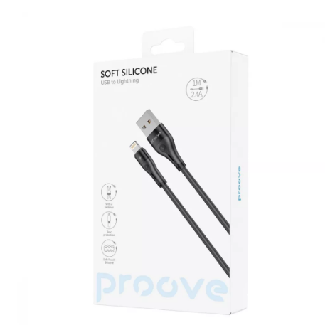 Кабель Charge\OTG Proove Soft Silicone USB to Lightning 2.4A 1m Black CCSO20001101 - изображение 2