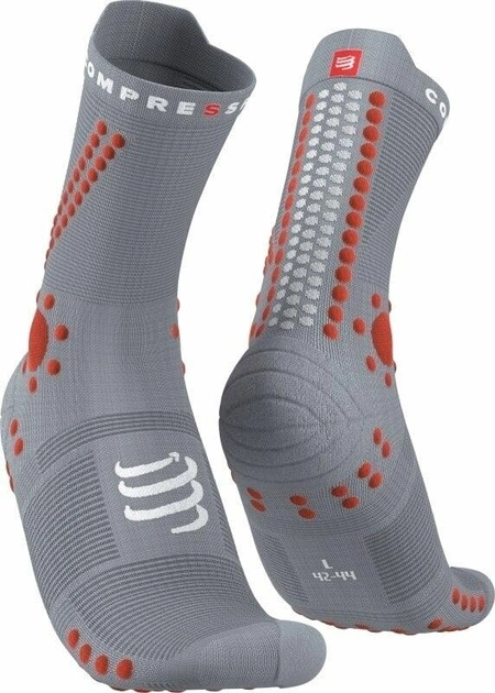 Высокотехнологические беговые безшовные носки Compressport Pro Racing Socks V4.0 Trail, Alloy/Orangeade, T4 (44-47) 