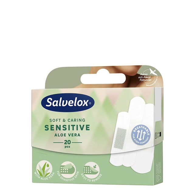 Plastry Salvelox Sensitive Aloe Vera 20 szt (7310616342566) - obraz 1