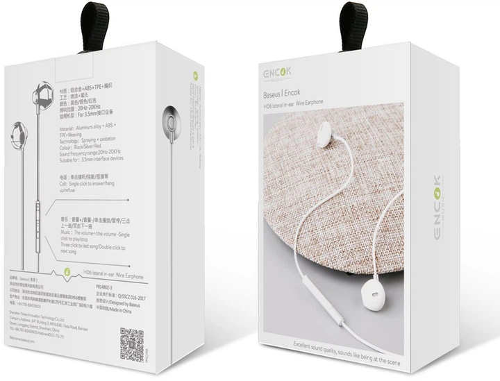 Słuchawki Baseus Encok H06 lateral in-ear Wire Earphone Silver (NGH06-0S) - obraz 5