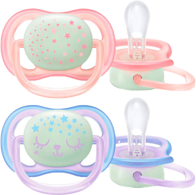 Smoczki Avent Girl Ultra Air Nighttime Pacifier 0-6 Months 2 szt (8710103901754) - obraz 1