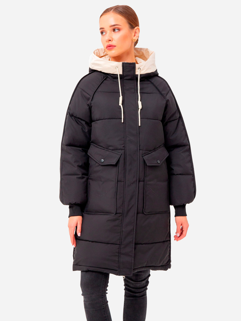 Акція на Куртка демісезонна довга з капюшоном жіноча Icon ID8303black XL Чорна від Rozetka