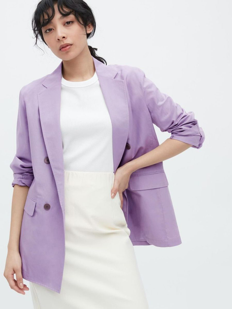 Пиджак удлиненный женский Uniqlo 815675285 L Сиреневый (1159790155) – в ...