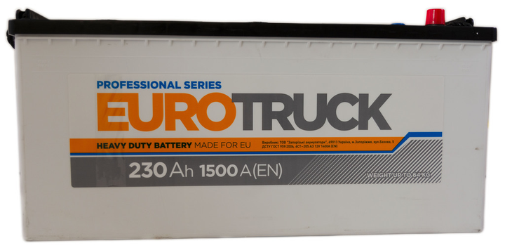 Аккумулятор 230 прямая (+ слева) 1500А Eurotruck 000251916 - изображение 1