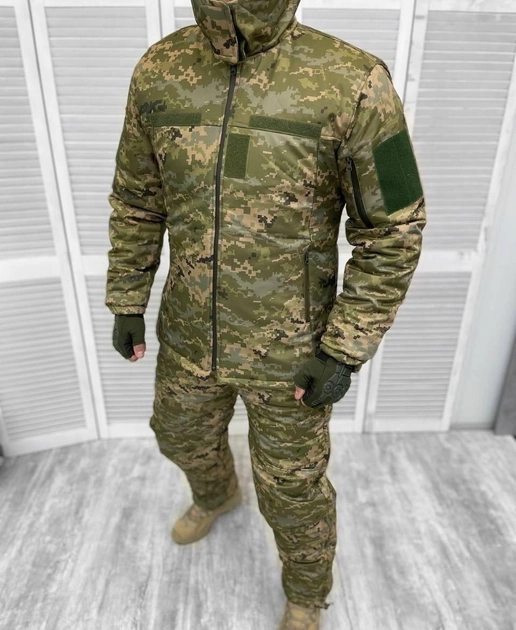 Армейский зимний водонепроницаемый костюм Softshell (куртка и штаны) на флисе и синтепоне (Камуфляж Пиксель) XXL - изображение 1