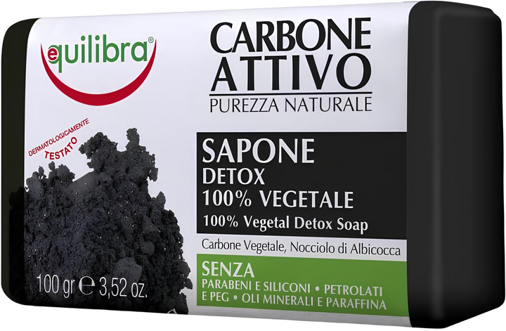 Мило Equilibra 100% Рослинне з активованим вугіллям 100 г (8000137015016) - зображення 1