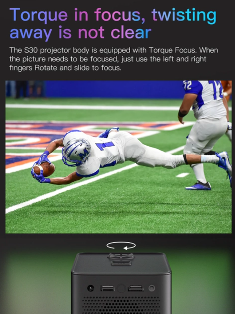 LED Проєктор для дому Hongetop S30max fullhd Global Version 400 Ansi мініпроєктор 1080p Android Smart TV 10 - зображення 6