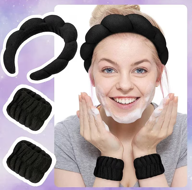 Косметический обруч и напульсники для умывания Black – купить онлайн на ...