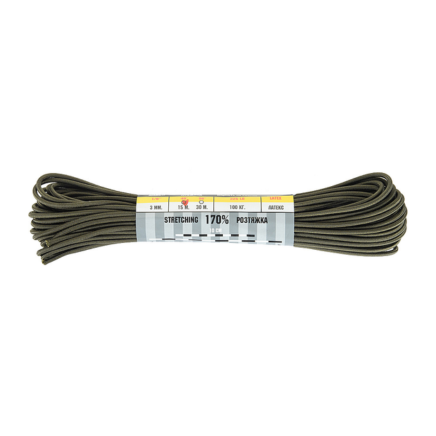 M-Tac паракорд Shock-Cord 3 mm OD Green 15м, військовий паракорд, міцний джгут, армійський паракорд 15 метрів - зображення 2