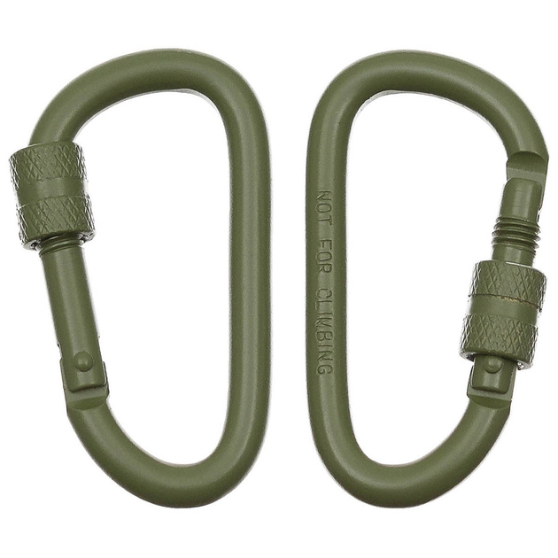 Карабіни алюмінієві MFH Carabiner 6 мм х 6 см Olive - зображення 1