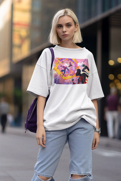 Футболка белая с принтом Человек паук Паутина Вселенных Spider Man across the Spider Verse Push IT - Фото 2 Футболка белая с принтом Человек паук Паутина Вселенных Spider Man across the Spider Verse Push IT - изображение 2