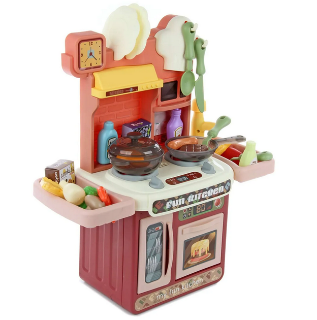 Игровой набор Кухня на батарейках Veld Co BL-109A/B игрушка со звуком, светом и водой, посуда, продукты / Красный - изображение 4