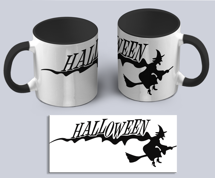 Чашка "Ведьма на метле с надписью Helloween". Черный Хамелеон - изображение 2