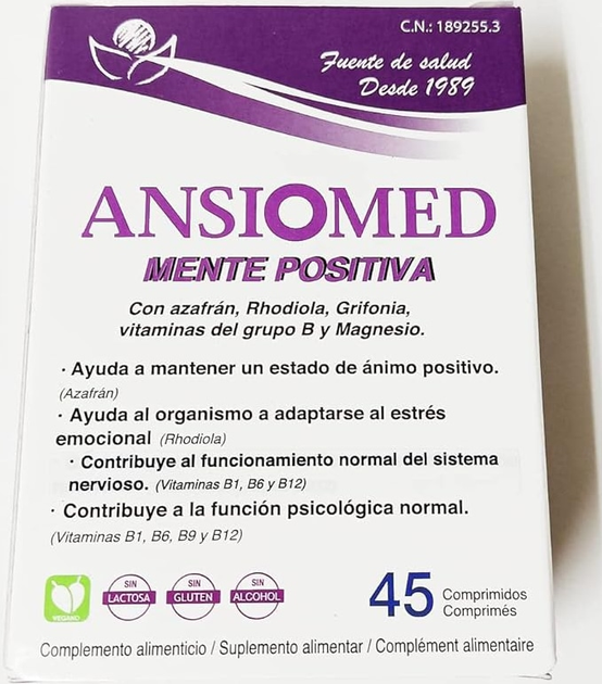 Suplement diety Bioserum Ansiomed Mente Positiva 45 Comprimidos (8427268010732) - obraz 2