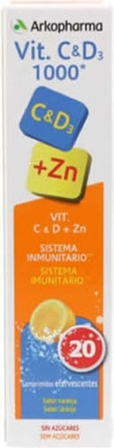 Kompleks witamin Arkopharma Vitamin C and D3 1000mg 20 Tablets (3578830124557) - obraz 1
