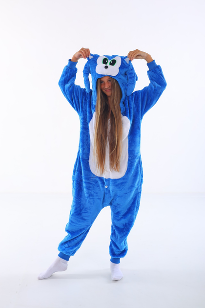 Пижама Слип Детские Кигуруми для девочек Kigurumi Ёж Соник Sonic Синий ...