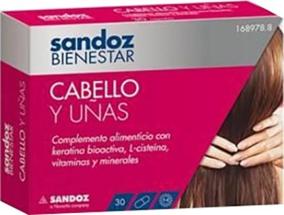 Комплекс вітамінів та мінералів Sandoz Bienestar Cabello y Uñas Complemento Alimenticio 90 капсул (8470001937056) - зображення 1